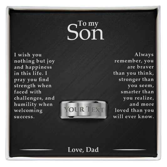 To My Son - I Wish - Engraved Men's Ring